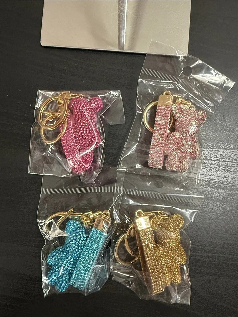 Sparkling Pink Rhinestone Teddy Key Holder Keychain/Bag Charm (pick one)